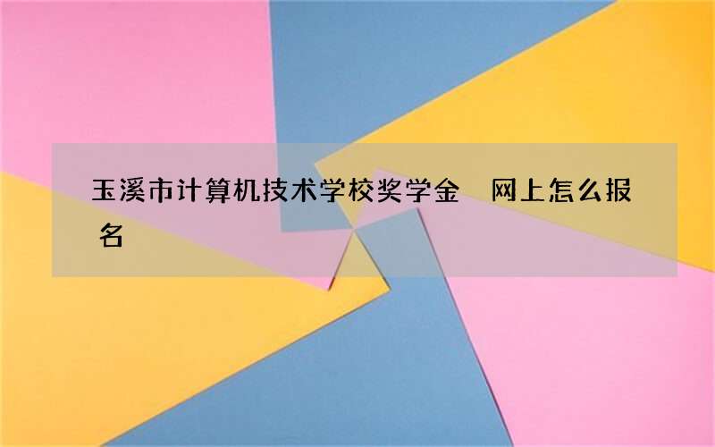 玉溪市计算机技术学校奖学金 网上怎么报名